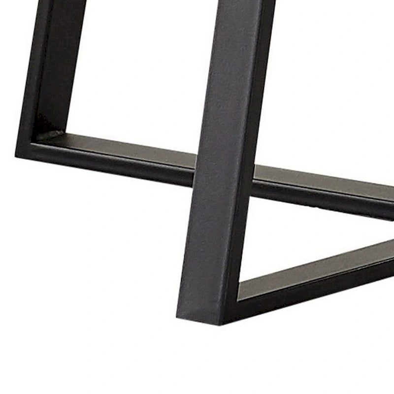 Table basse de 36 pouces, plateau en faux marbre, base métallique robuste, blanc, noir