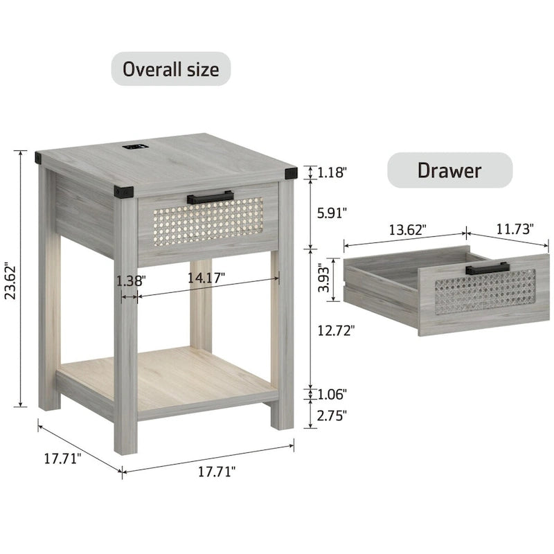 Table d'appoint avec lampe et station de recharge