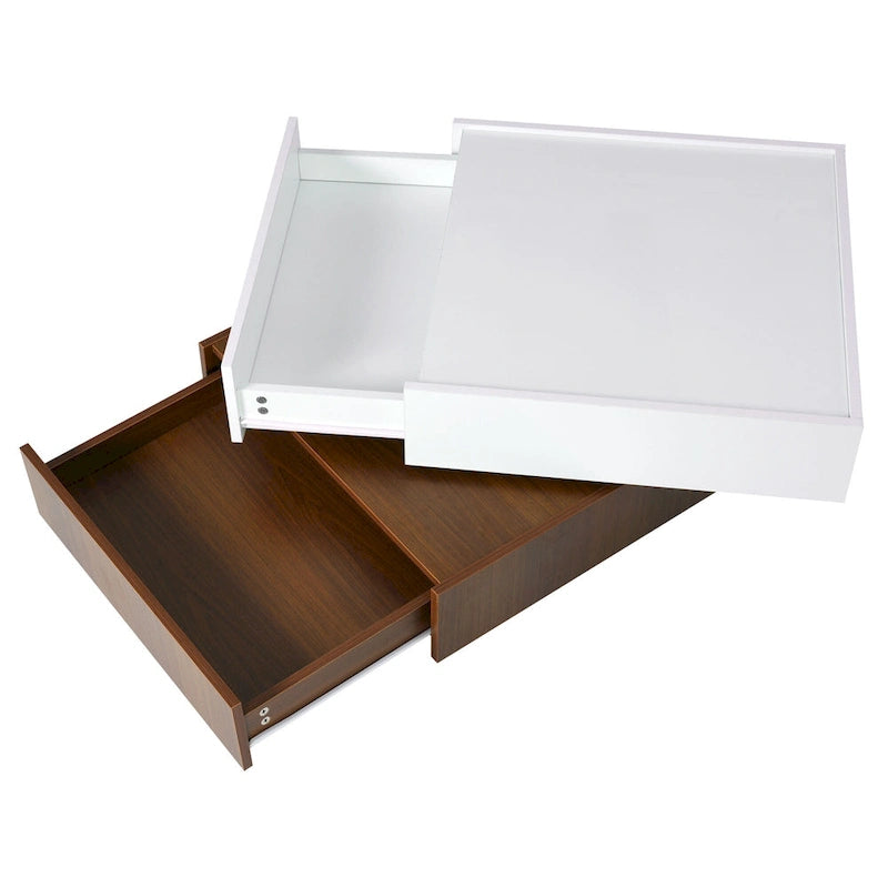 Table basse pivotante avec 2 tiroirs