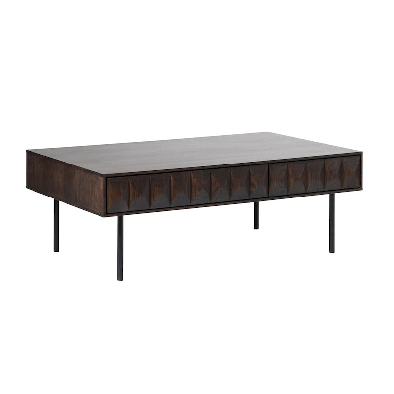 Table basse Rye Studio Modern 46 à 2 tiroirs, Chêne Espresso - 28 l. x 46 L. x 16,5 H.