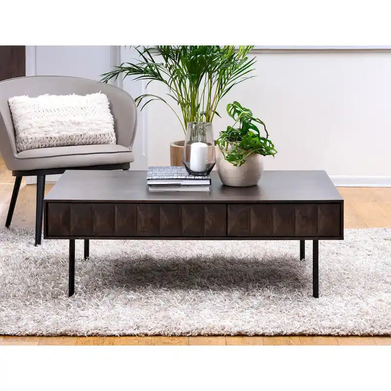 Table basse Rye Studio Modern 46 à 2 tiroirs, Chêne Espresso - 28 l. x 46 L. x 16,5 H.