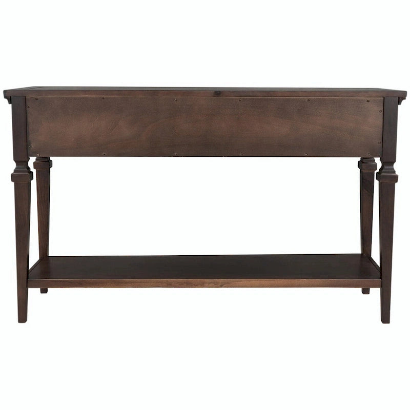 Console en bois de 50 po de style rétro classique avec trois tiroirs supérieurs et une étagère inférieure ouverte (fini gris délavé)