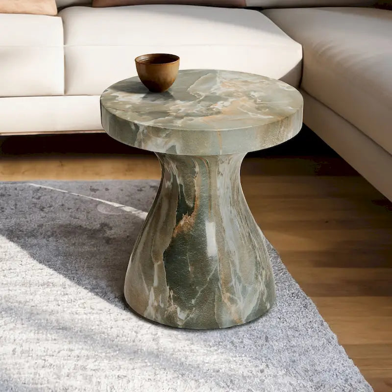 Table d'appoint Studio London Monia élégante en faux marbre pour l'intérieur et l'extérieur
