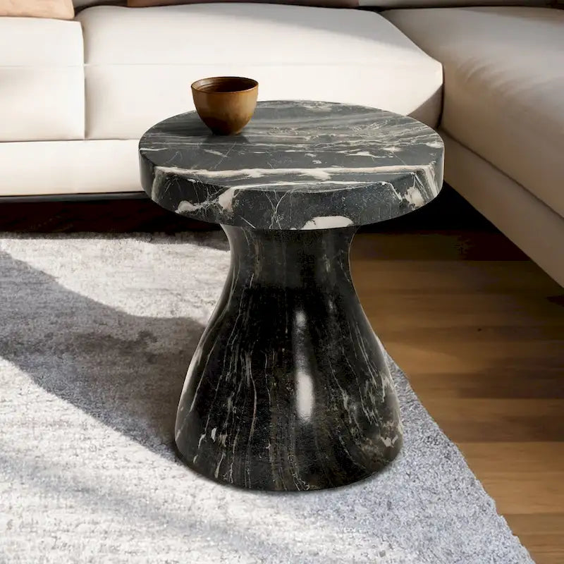 Table d'appoint Studio London Monia élégante en faux marbre pour l'intérieur et l'extérieur