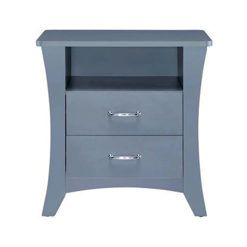 Table d'appoint avec 2 tiroirs et un compartiment ouvert, Gris