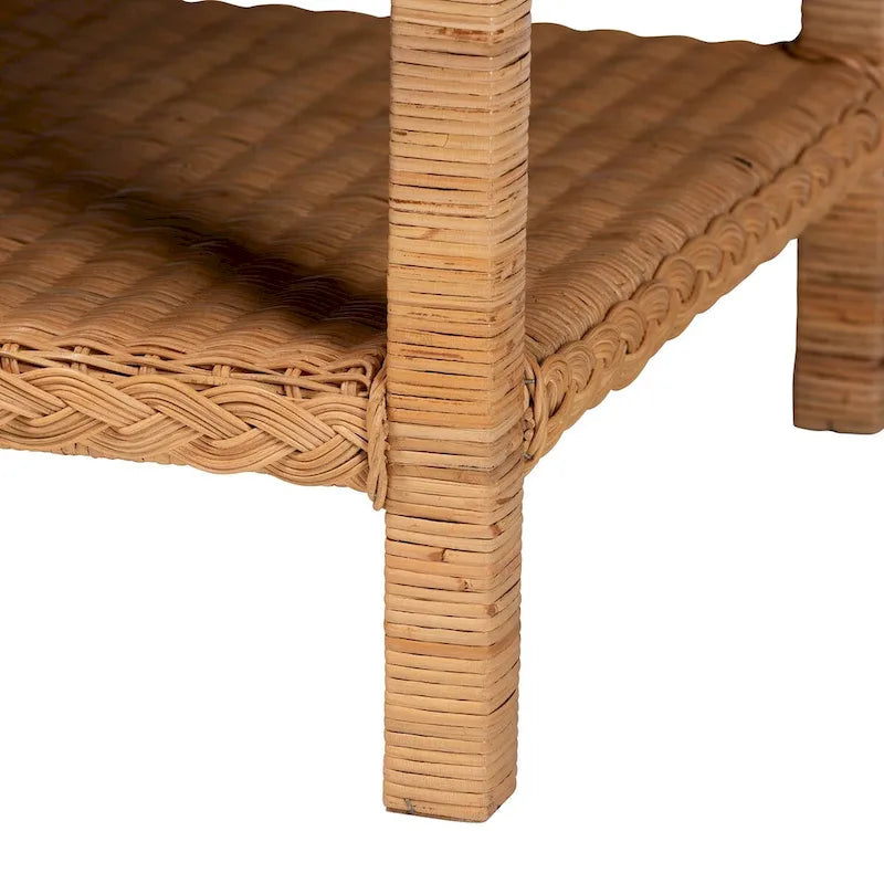 Table basse Minahasa Bohemian Light Honey en rotin tressé