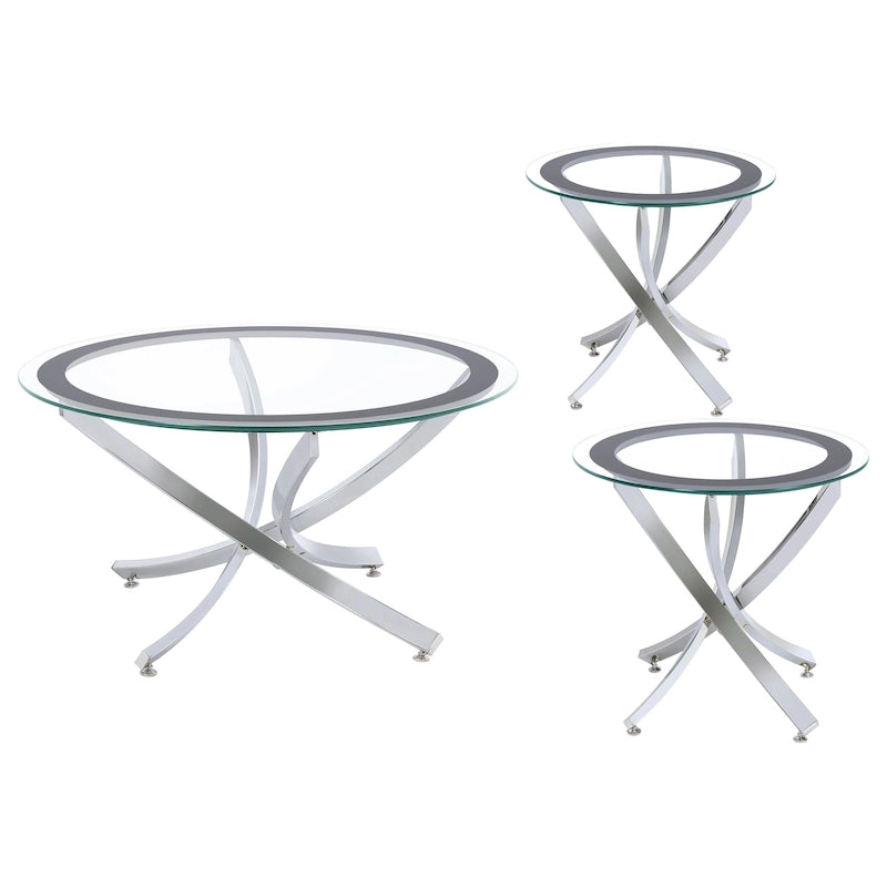 Ensemble de tables basses gigognes Brooke à plateau en verre