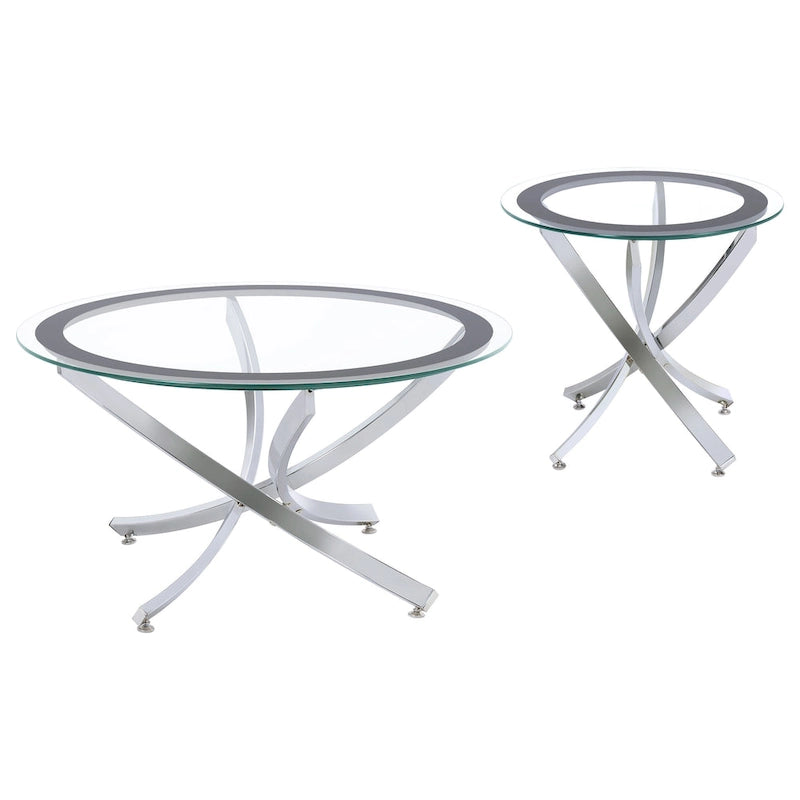 Ensemble de tables basses gigognes Brooke à plateau en verre