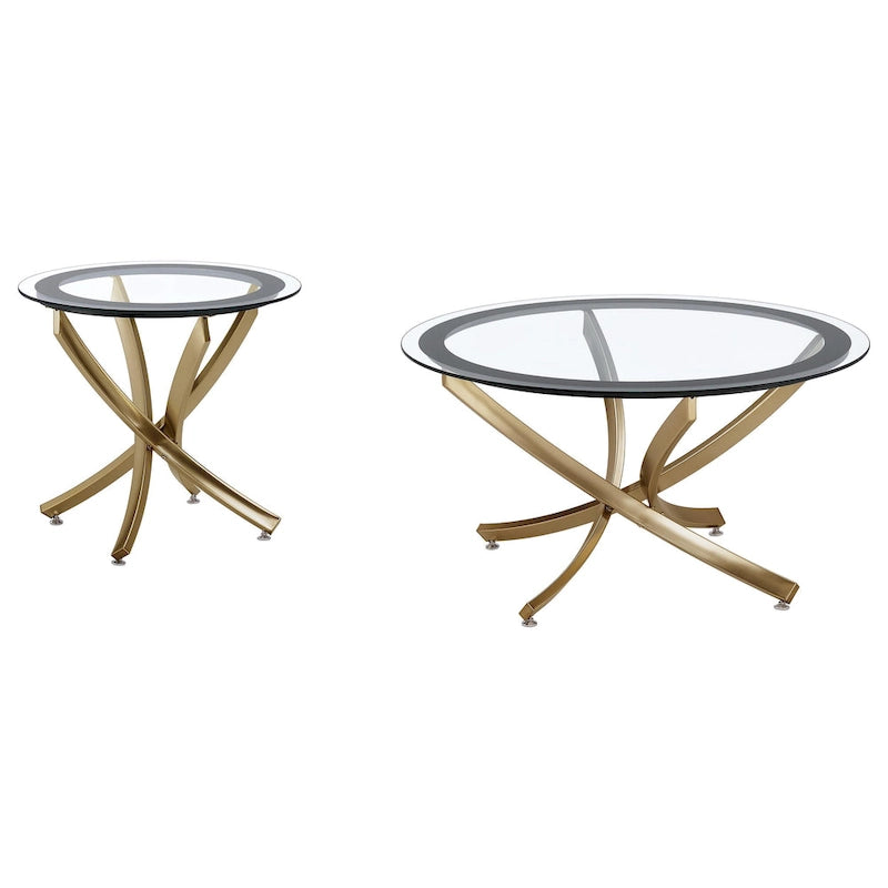 Ensemble de tables basses gigognes Brooke à plateau en verre