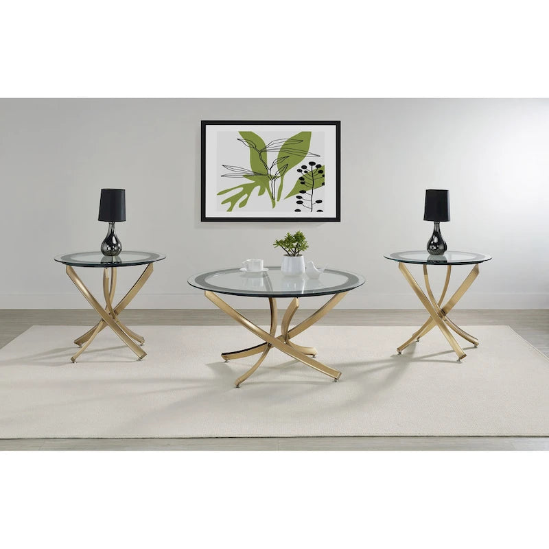 Ensemble de tables basses gigognes Brooke à plateau en verre