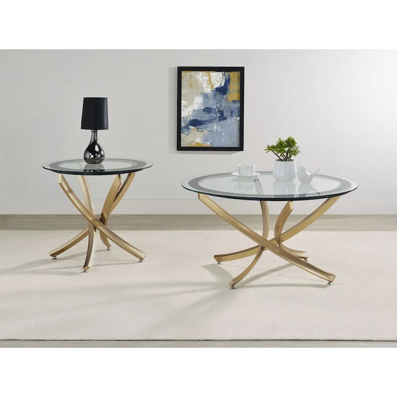 Ensemble de tables basses gigognes Brooke à plateau en verre