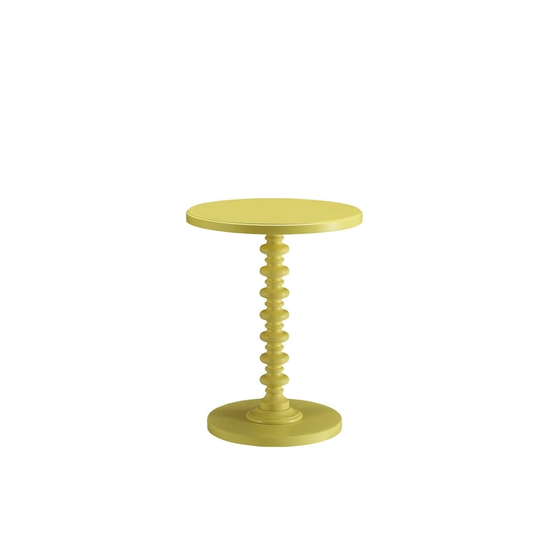HomeRoots Table d'appoint ronde à piédestal en bois jaune 22 - 17