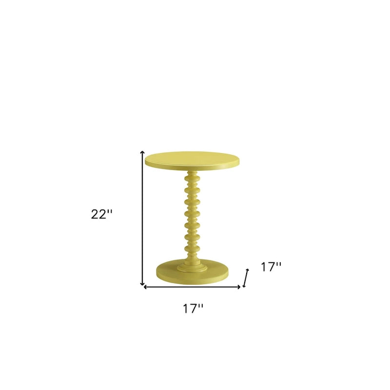 HomeRoots Table d'appoint ronde à piédestal en bois jaune 22 - 17