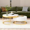 GEITIN Table basse gigogne ronde moderne avec tiroirs