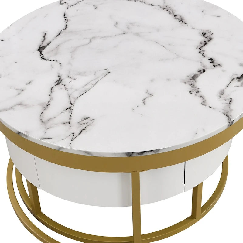 GEITIN Table basse gigogne ronde moderne avec tiroirs