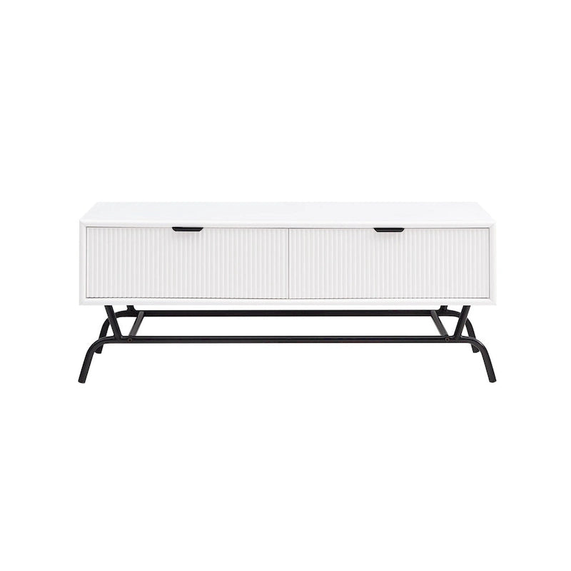 DH BASIC Ensemble de 2 tables basses et tables d'appoint modernes avec tiroirs à vagues 3D de Denhour