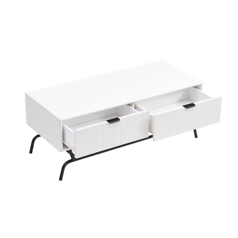 DH BASIC Ensemble de 2 tables basses et tables d'appoint modernes avec tiroirs à vagues 3D de Denhour