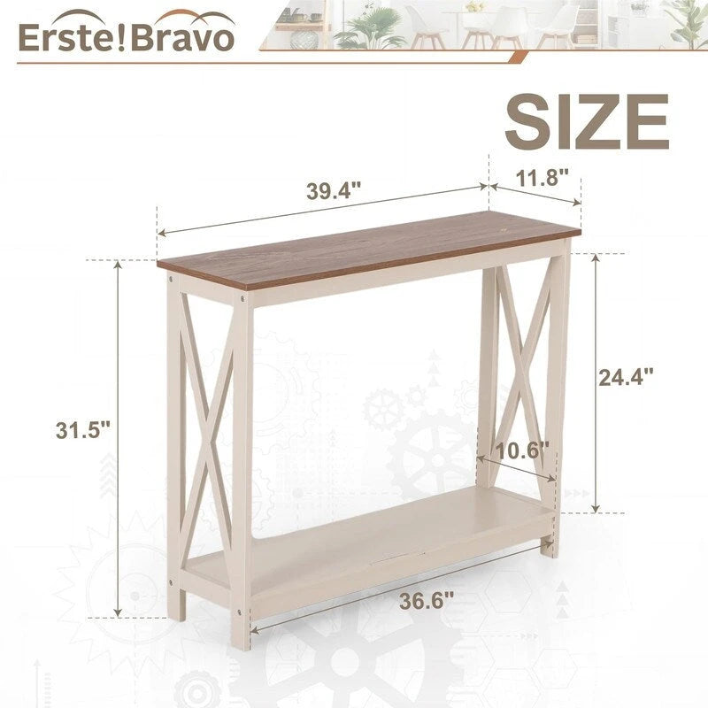 Console étroite avec espace de rangement - 11,8P x 39,4L x 31,5H