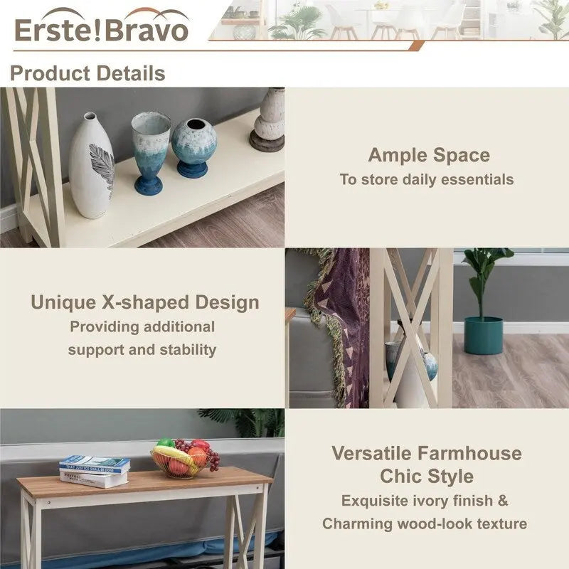 Console étroite avec espace de rangement - 11,8P x 39,4L x 31,5H