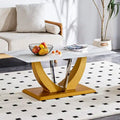 Table basse moderne minimaliste en verre trempé transparent avec pieds en MDF bois