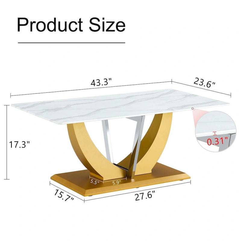 Table basse moderne minimaliste en verre trempé transparent avec pieds en MDF bois