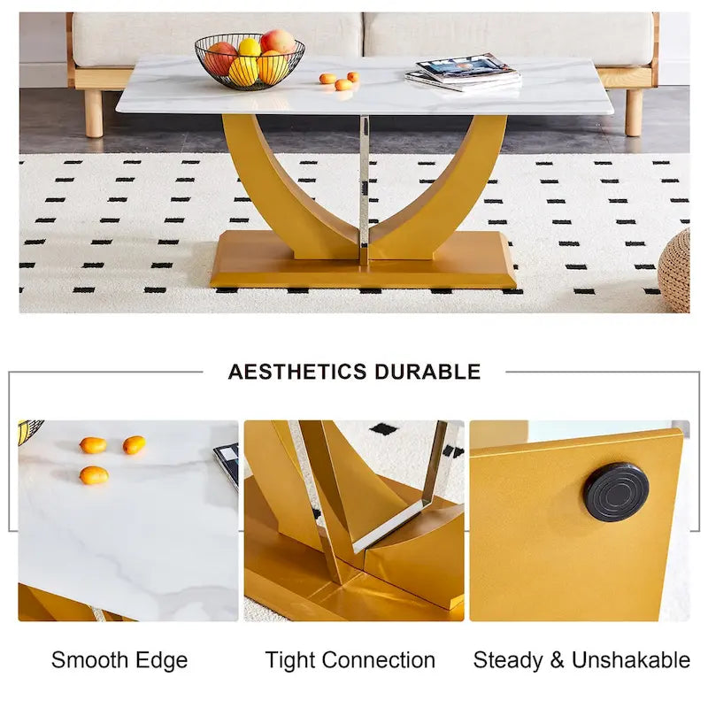 Table basse moderne minimaliste en verre trempé transparent avec pieds en MDF bois