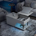 Table basse relevable DH BASIC Modern de 37 pouces avec lumière LED 16 couleurs et étagère réglable