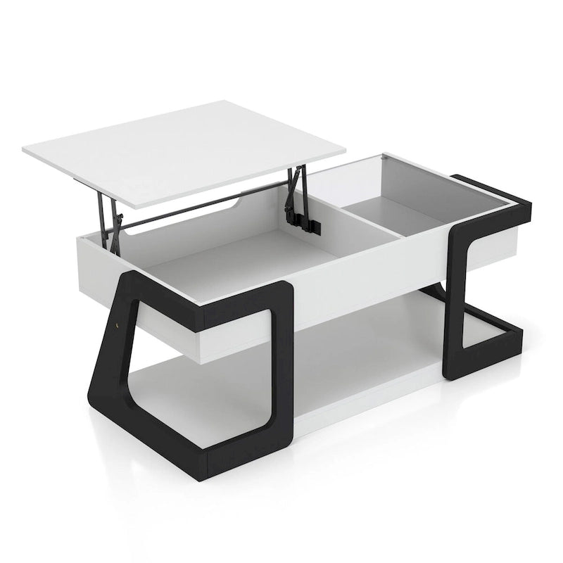 Ensemble de 2 tables basses modernes Denhour DH BASIC à plateau relevable (table basse et table d'appoint), blanc