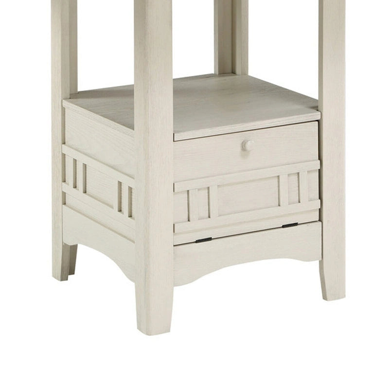 Table à hauteur de comptoir extensible Glee 42-60 po, blanc antique et brun