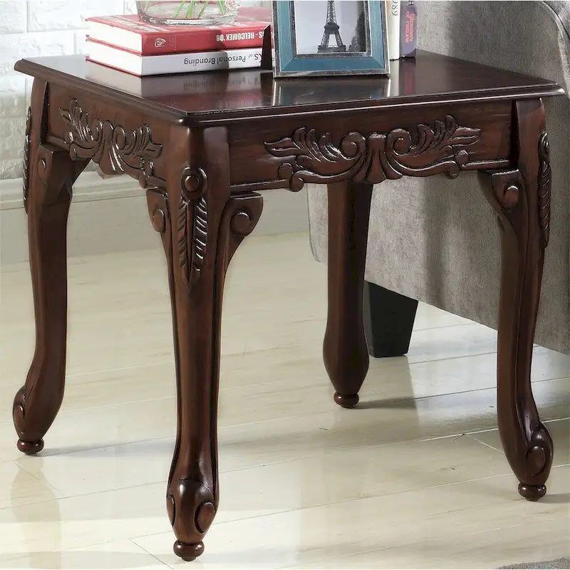 Table d'appoint en bois traditionnelle avec pieds