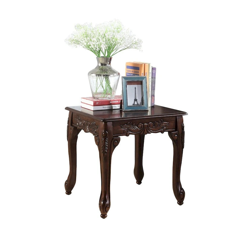 Table d'appoint en bois traditionnelle avec pieds
