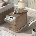 Table d'appoint de salon vintage classique avec ports USB et un tiroir multifonctionnel avec porte-gobelets