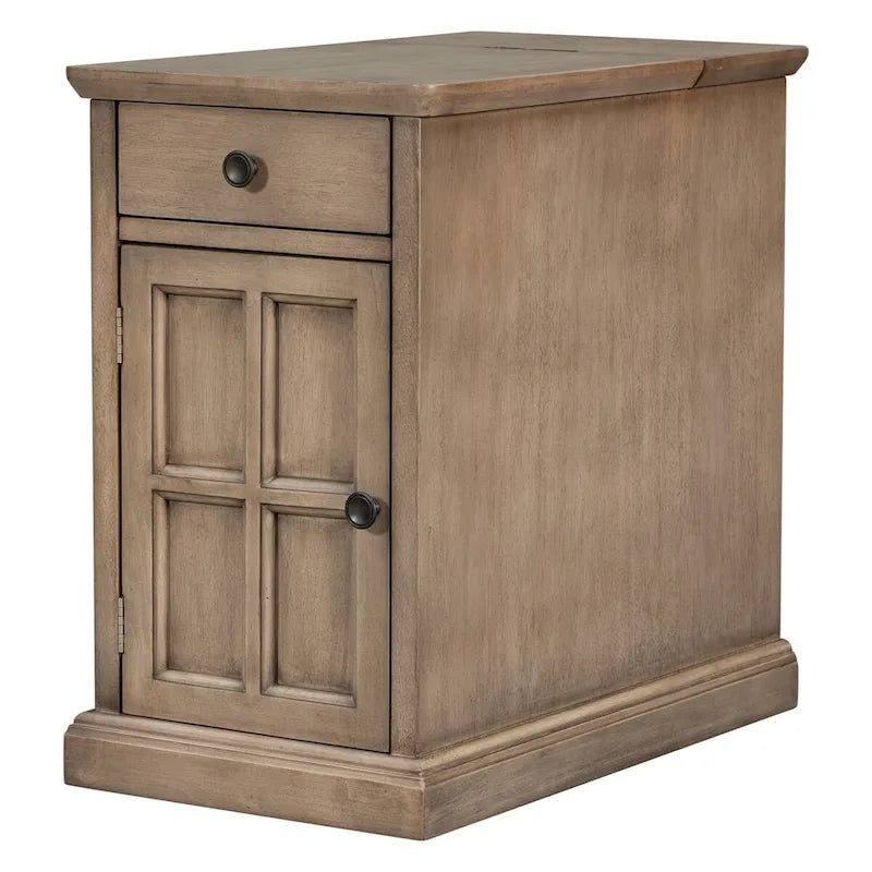 Table d'appoint de salon vintage classique avec ports USB et un tiroir multifonctionnel avec porte-gobelets