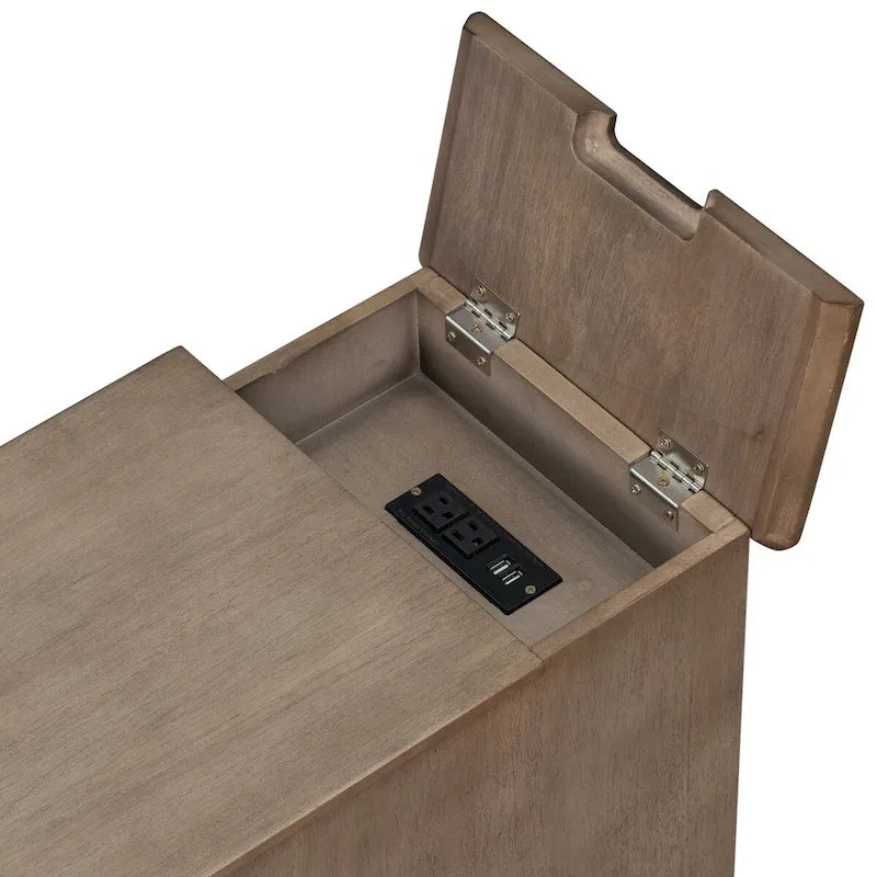 Table d'appoint de salon vintage classique avec ports USB et un tiroir multifonctionnel avec porte-gobelets