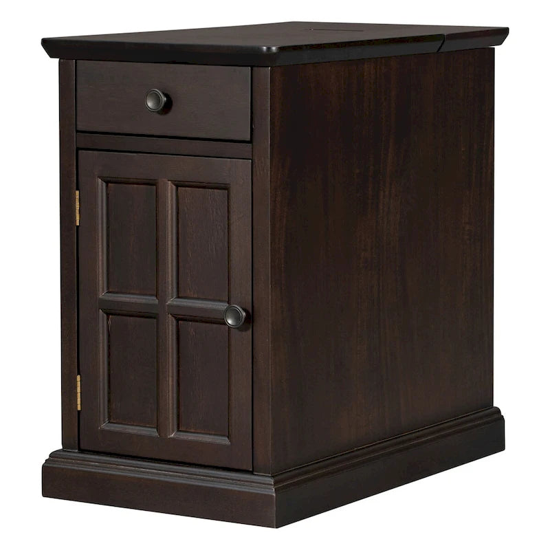 Table d'appoint de salon vintage classique avec ports USB et un tiroir multifonctionnel avec porte-gobelets