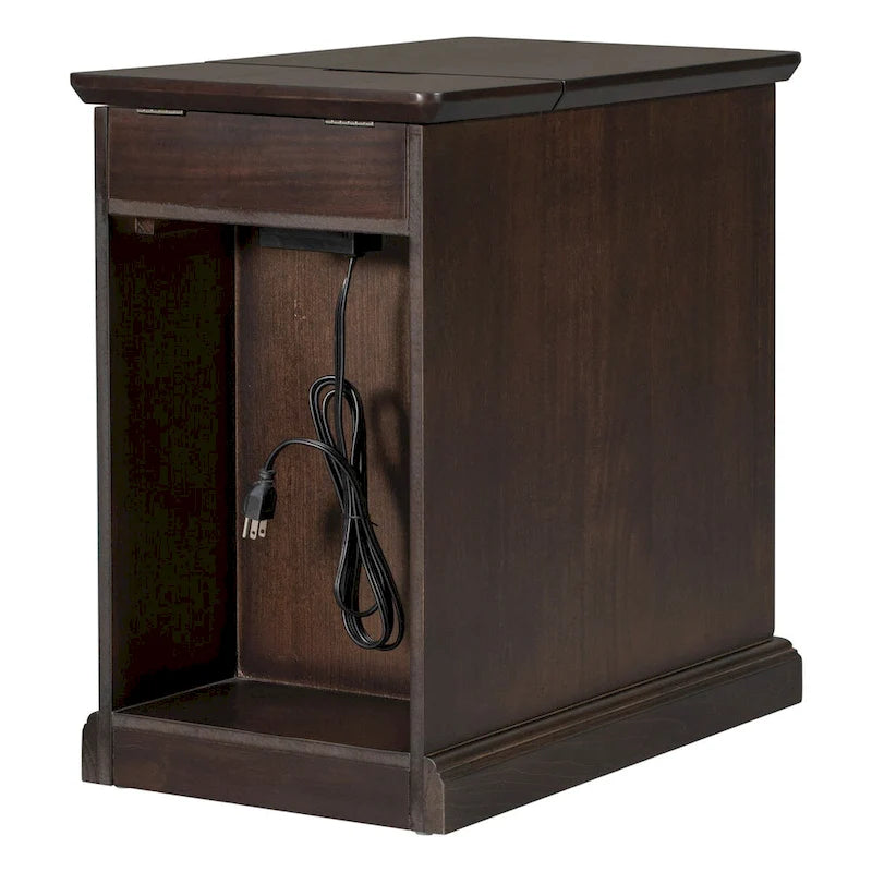 Table d'appoint de salon vintage classique avec ports USB et un tiroir multifonctionnel avec porte-gobelets