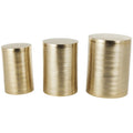 Table d'appoint latérale en métal côtelé ou en métal nervuré - Lot de 3, argent ou or - Roche River Decor
