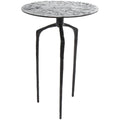 Table d'appoint en métal aluminium, géométrique, fine et texturée – Argent, Or ou Gris – Roche River Decor