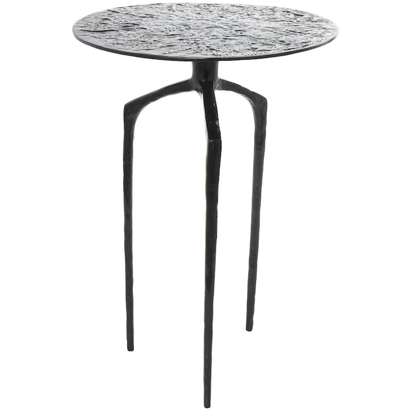 Table d'appoint en métal aluminium, géométrique, fine et texturée – Argent, Or ou Gris – Roche River Decor