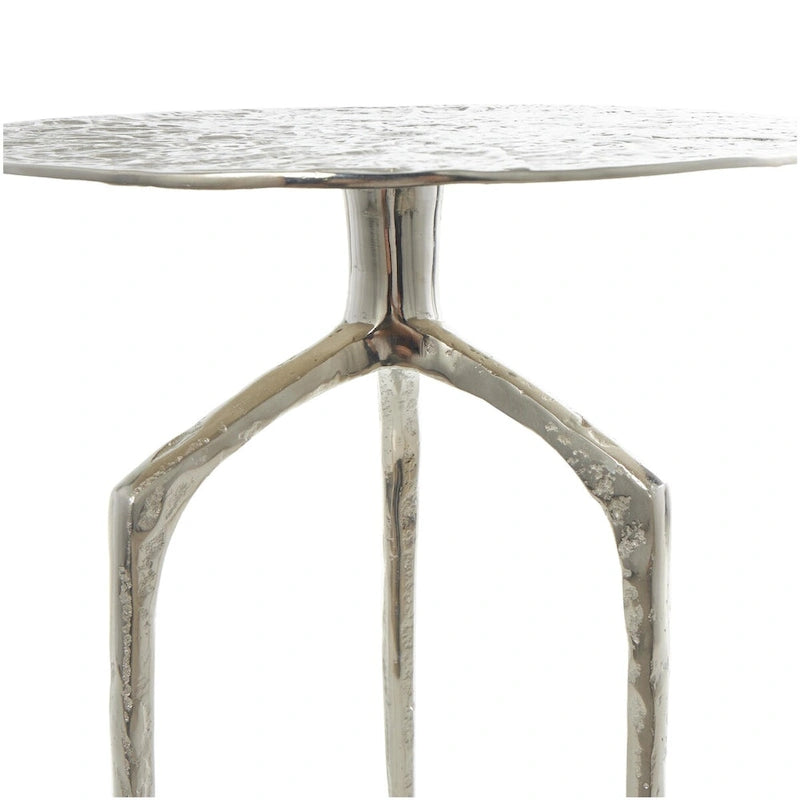 Table d'appoint en métal aluminium, géométrique, fine et texturée – Argent, Or ou Gris – Roche River Decor