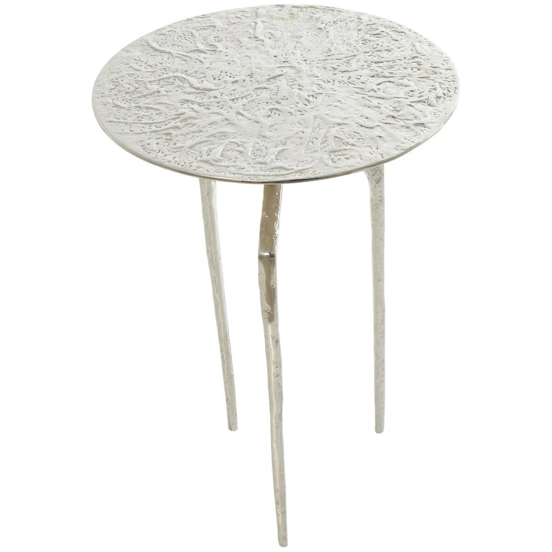 Table d'appoint en métal aluminium, géométrique, fine et texturée – Argent, Or ou Gris – Roche River Decor