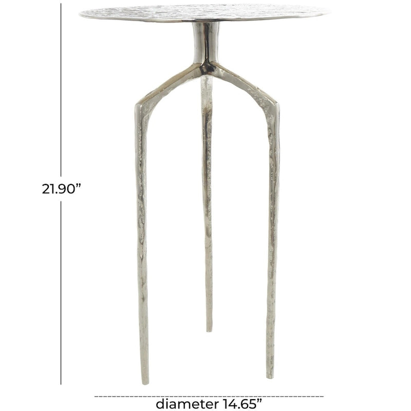Table d'appoint en métal aluminium, géométrique, fine et texturée – Argent, Or ou Gris – Roche River Decor