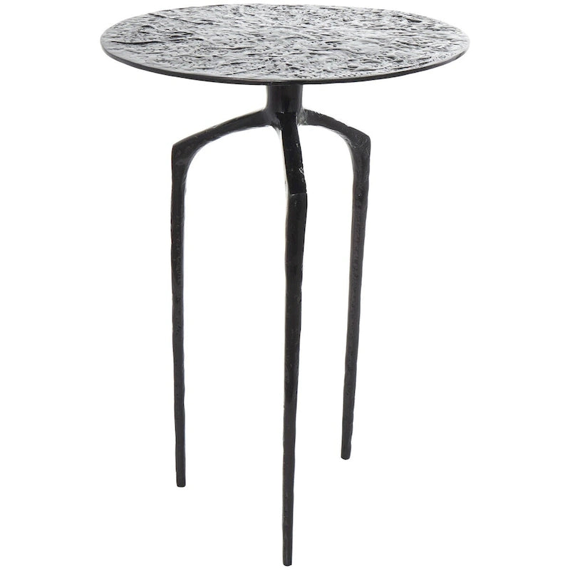Table d'appoint en métal aluminium, géométrique, fine et texturée – Argent, Or ou Gris – Roche River Decor