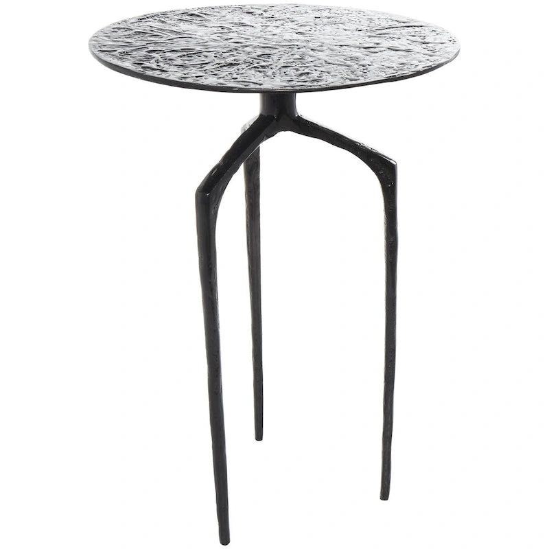 Table d'appoint en métal aluminium, géométrique, fine et texturée – Argent, Or ou Gris – Roche River Decor