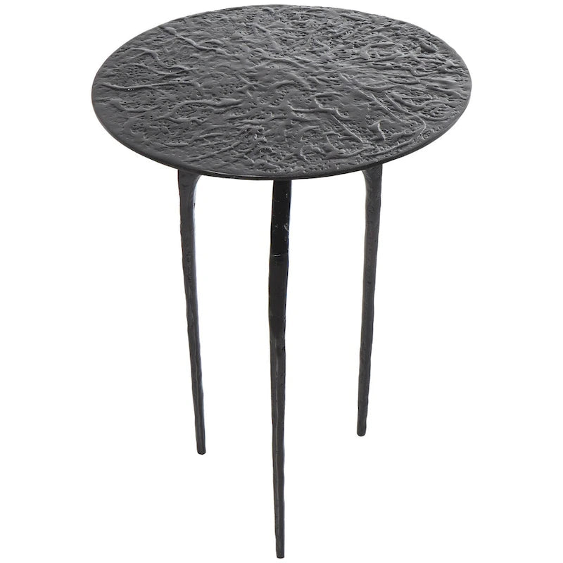 Table d'appoint en métal aluminium, géométrique, fine et texturée – Argent, Or ou Gris – Roche River Decor