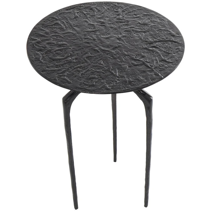 Table d'appoint en métal aluminium, géométrique, fine et texturée – Argent, Or ou Gris – Roche River Decor