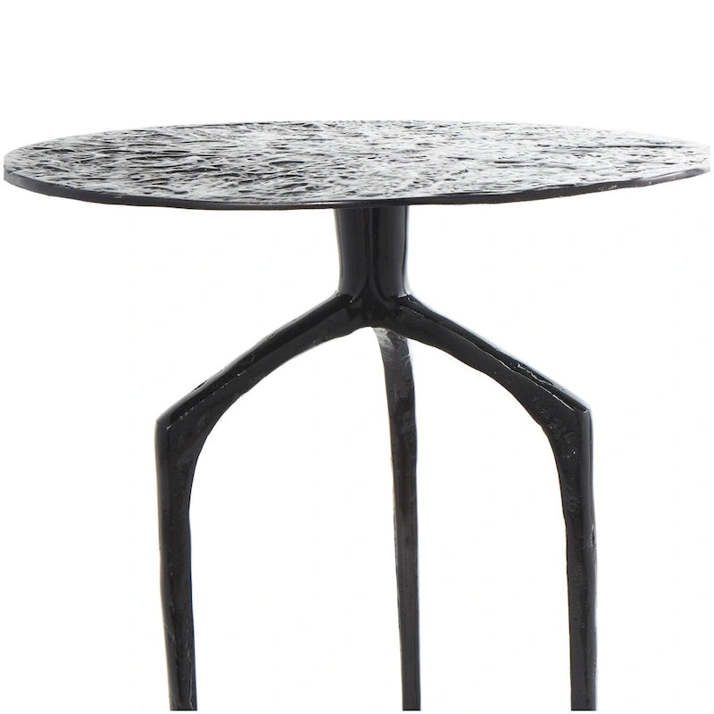 Table d'appoint en métal aluminium, géométrique, fine et texturée – Argent, Or ou Gris – Roche River Decor