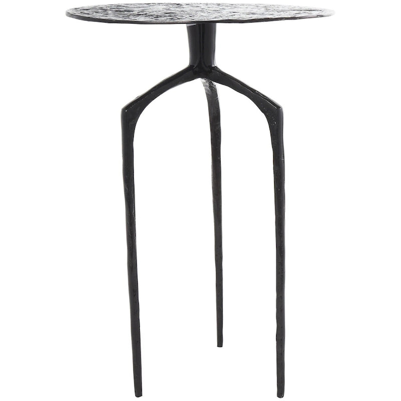Table d'appoint en métal aluminium, géométrique, fine et texturée – Argent, Or ou Gris – Roche River Decor