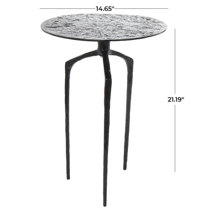 Table d'appoint en métal aluminium, géométrique, fine et texturée – Argent, Or ou Gris – Roche River Decor