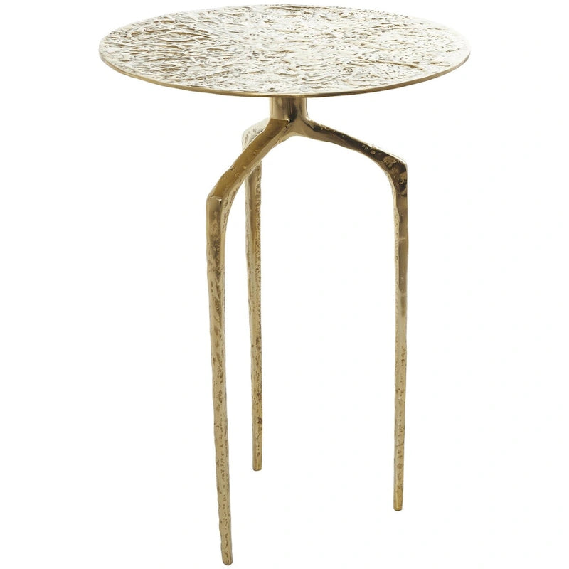 Table d'appoint en métal aluminium, géométrique, fine et texturée – Argent, Or ou Gris – Roche River Decor